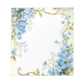 Blaues Blumeneckdesign Notizblock (Vorderseite)