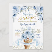 Blaues Blumeneis Creme Scooper Brautparty Einladung (Vorderseite)