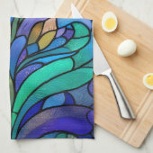 Blaues Blumenfarbglas Geschirrtuch (Viertel Falte)