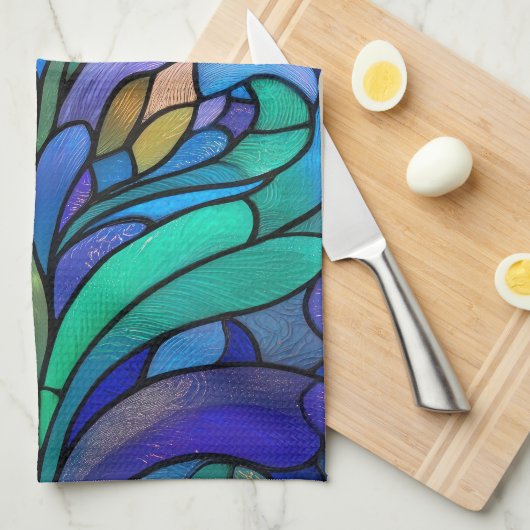 Blaues Blumenfarbglas Geschirrtuch (Viertel Falte)