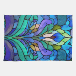 Blaues Blumenfarbglas Geschirrtuch