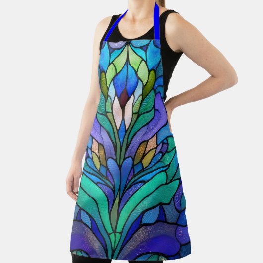 Blaues Blumenfarbglas Schürze (InSitu)