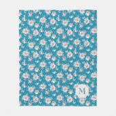 Blaues Blumengarten-Muster Peter-Kaninchen-| Fleecedecke (Vorderseite)