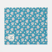 Blaues Blumengarten-Muster Peter-Kaninchen-| Fleecedecke (Vorderseite (Horizontal))