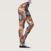 blaues Blumengrünrot Leggings (Rechts)
