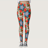 blaues Blumengrünrot Leggings (Vorderseite)