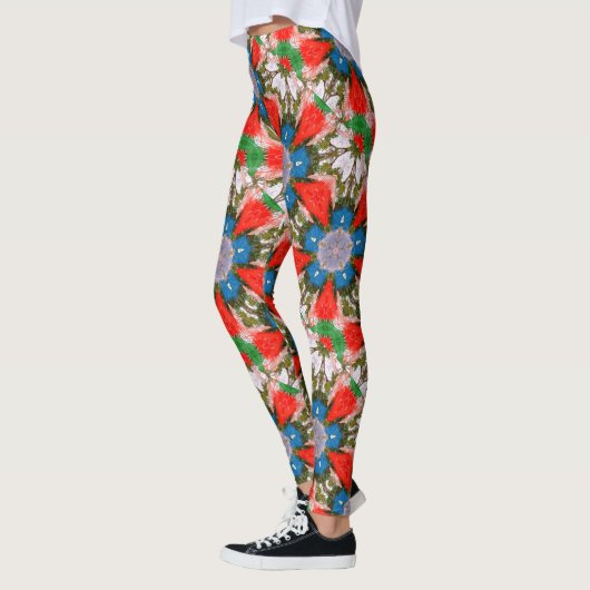 blaues Blumengrünrot Leggings (Links)