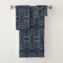 Blaues Blumenhandtuch-Set