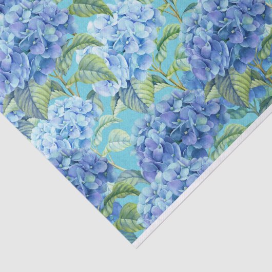 Blaues Blumenhydrangea-Blumenmuster Seidenpapier (Ausschnitt)
