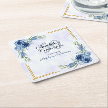 Blaues Blumenklassisches Elegantes 50. Geburtstags