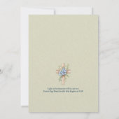 Blaues Blumenkreuz Osterwohnung Einladung (Rückseite)