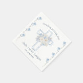 Blaues Blumenkreuz Taufpapier Napkin Serviette (Ecke)