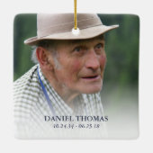 Blaues Blumenkreuz | Weihnachten im Foto Keramikornament (Rückseite)