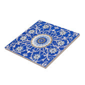 Blaues BlumenMandala-Muster Fliese (Seite)