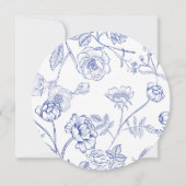 Blaues Blumenmenü Einladung (Rückseite)