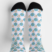 Blaues Blumenmohn-Muster Socken (Oben)