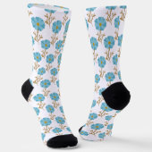 Blaues Blumenmohn-Muster Socken (Gewinkelt)