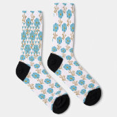 Blaues Blumenmohn-Muster Socken (Rechts)