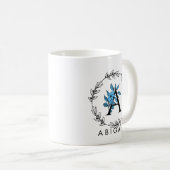 Blaues Blumenmonogramm - Buchstabe A Kaffeetasse (VorderseiteRechts)