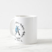 Blaues Blumenmonogramm - Buchstabe A Kaffeetasse (Vorderseite Links)