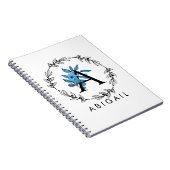Blaues Blumenmonogramm - Buchstabe A Notizblock (Rechte Seite)