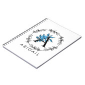 Blaues Blumenmonogramm - Buchstabe A Notizblock (Linke Seite)