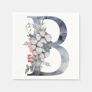 Blaues Blumenmonogramm Initial B Serviette