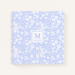 Blaues Blumenmonogramm Notizbuch Journal