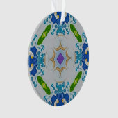 Blaues Blumenmosaik Acrylschmuck Ornament (Vorderseite)