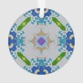 Blaues Blumenmosaik Acrylschmuck Ornament (Rückseite)