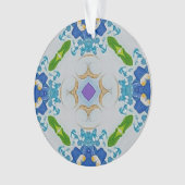 Blaues Blumenmosaik Acrylschmuck Ornament (Vorderseite)