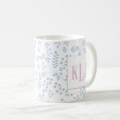 Blaues Blumenmuster 11 oz Klassische Tasse (VorderseiteRechts)