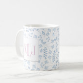 Blaues Blumenmuster 11 oz Klassische Tasse (Vorderseite Links)