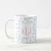 Blaues Blumenmuster 11 oz Klassische Tasse (Links)