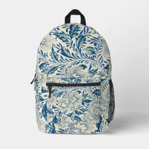 Blaues Blumenmuster Antikes asiatisches Design Bedruckter Rucksack