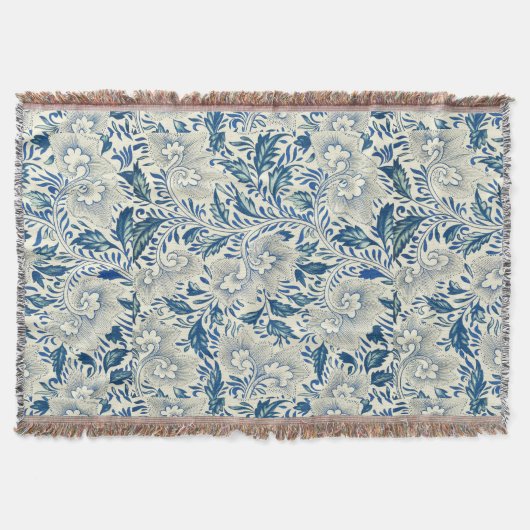 Blaues Blumenmuster Antikes asiatisches Design Decke (Vorderseite)