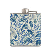 Blaues Blumenmuster Antikes asiatisches Design Flachmann (Rückseite)