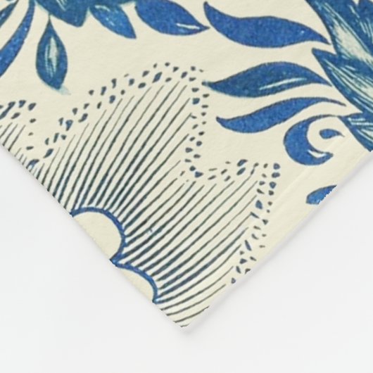 Blaues Blumenmuster Antikes asiatisches Design Fleecedecke (Ecke)