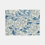 Blaues Blumenmuster Antikes asiatisches Design Fleecedecke (Vorderseite (Horizontal))