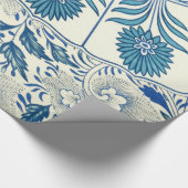Blaues Blumenmuster Antikes asiatisches Design Geschenkpapier (Ecke)