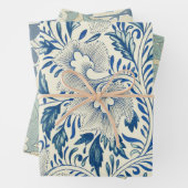 Blaues Blumenmuster Antikes asiatisches Design Geschenkpapier Set (Beispiel)