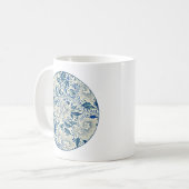 Blaues Blumenmuster Antikes asiatisches Design Kaffeetasse (Vorderseite Links)