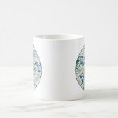 Blaues Blumenmuster Antikes asiatisches Design Kaffeetasse (Mittel)