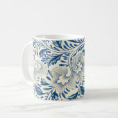 Blaues Blumenmuster Antikes asiatisches Design Kaffeetasse (Vorderseite Links)