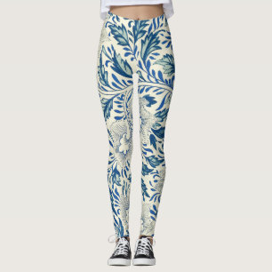 Blaues Blumenmuster Antikes asiatisches Design Leggings