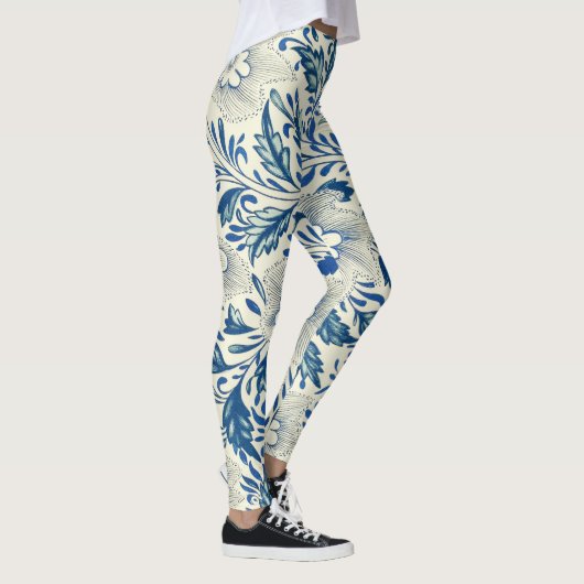 Blaues Blumenmuster Antikes asiatisches Design Leggings