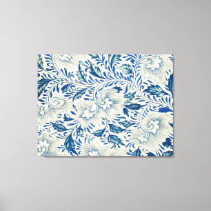 Blaues Blumenmuster Antikes asiatisches Design Leinwanddruck