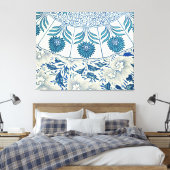 Blaues Blumenmuster Antikes asiatisches Design Leinwanddruck (Insitu (Schlafzimmer))
