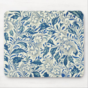 Blaues Blumenmuster Antikes asiatisches Design Mousepad