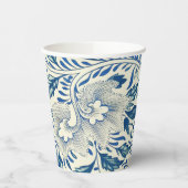 Blaues Blumenmuster Antikes asiatisches Design Pappbecher (Links)